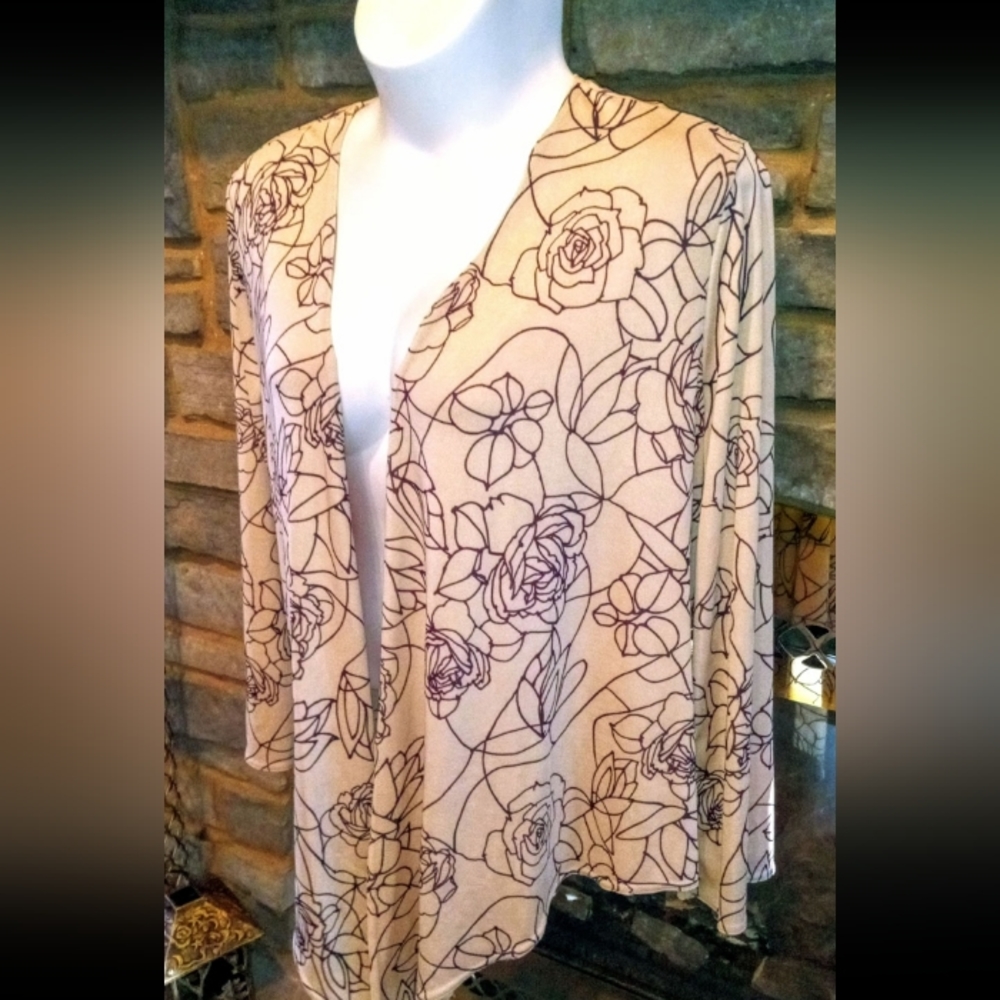 💋Weekenders Open Front Cardigan Size 2X Style 53B Floral Print Jersey Knit